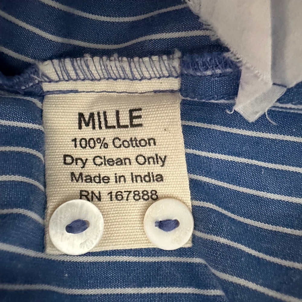 MILLE Sola Tiered Maxi Dress in Blue Pinstripe Cotton - Size XL - Picture 8 of 10